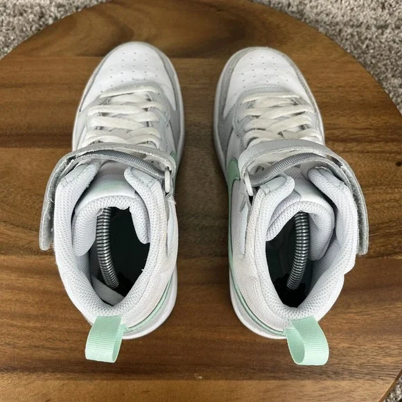 Nike Court Borough 2 High Top Sneaker Pure Platinum Mint Size 5Y Shoe CD7782-011 - Picture 6 of 11